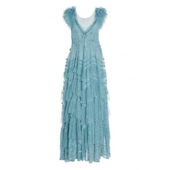 LoveShackFancy Xena Ruffled Lace-Mesh Gown - Picture 4 of 5